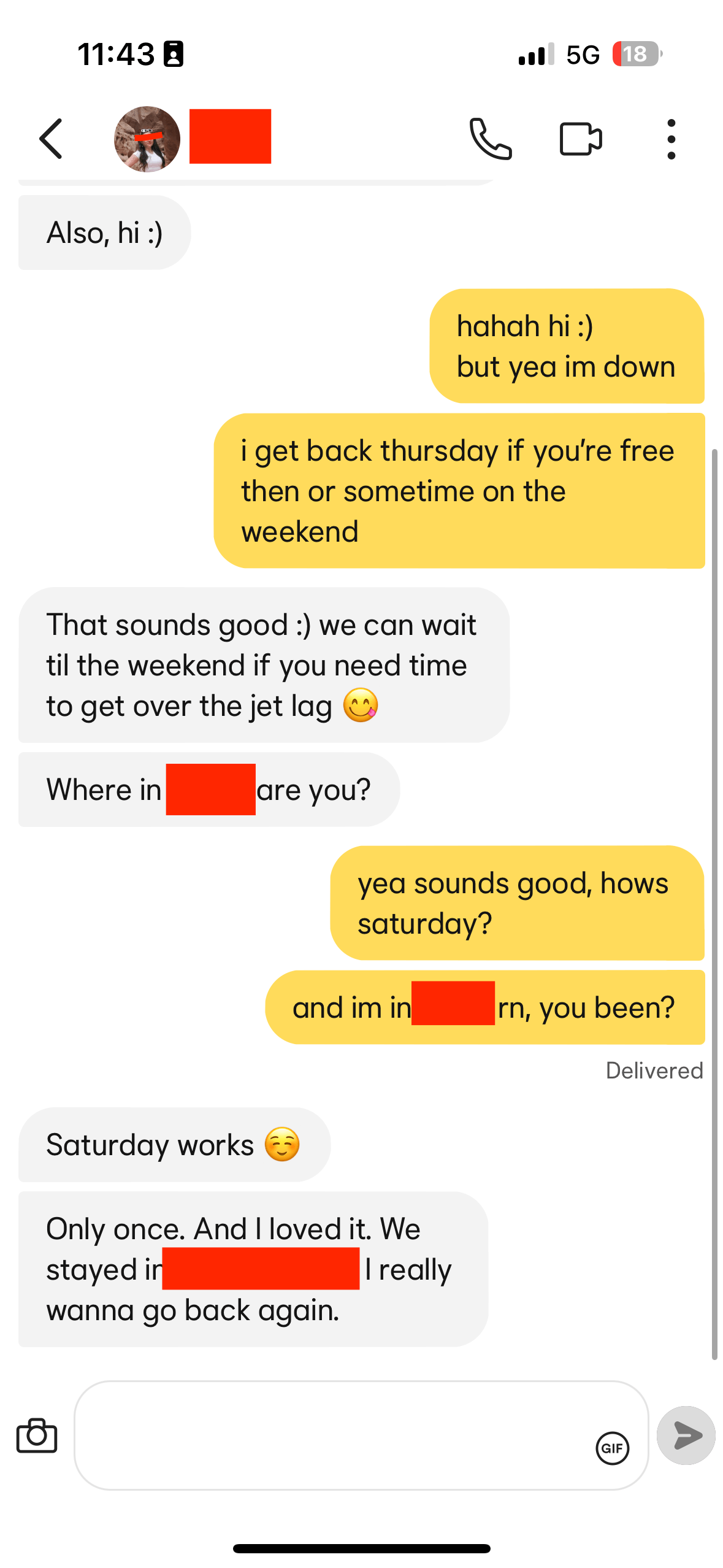 Dating app conversation screenshot