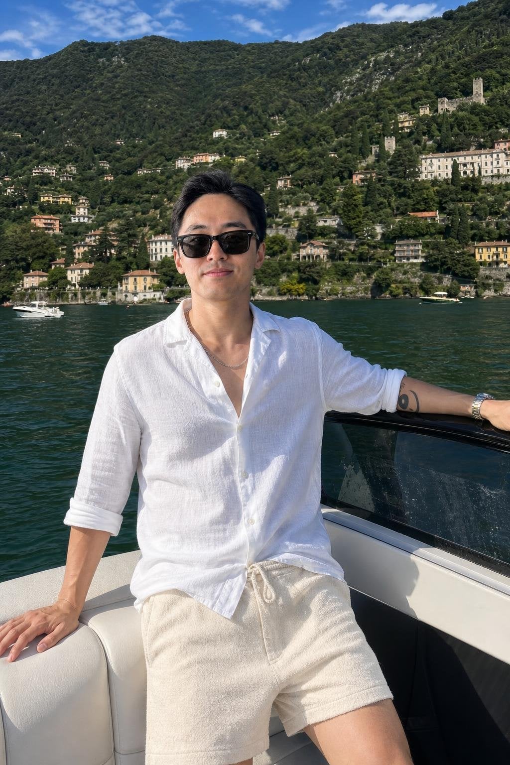 AI dating photo on a boat