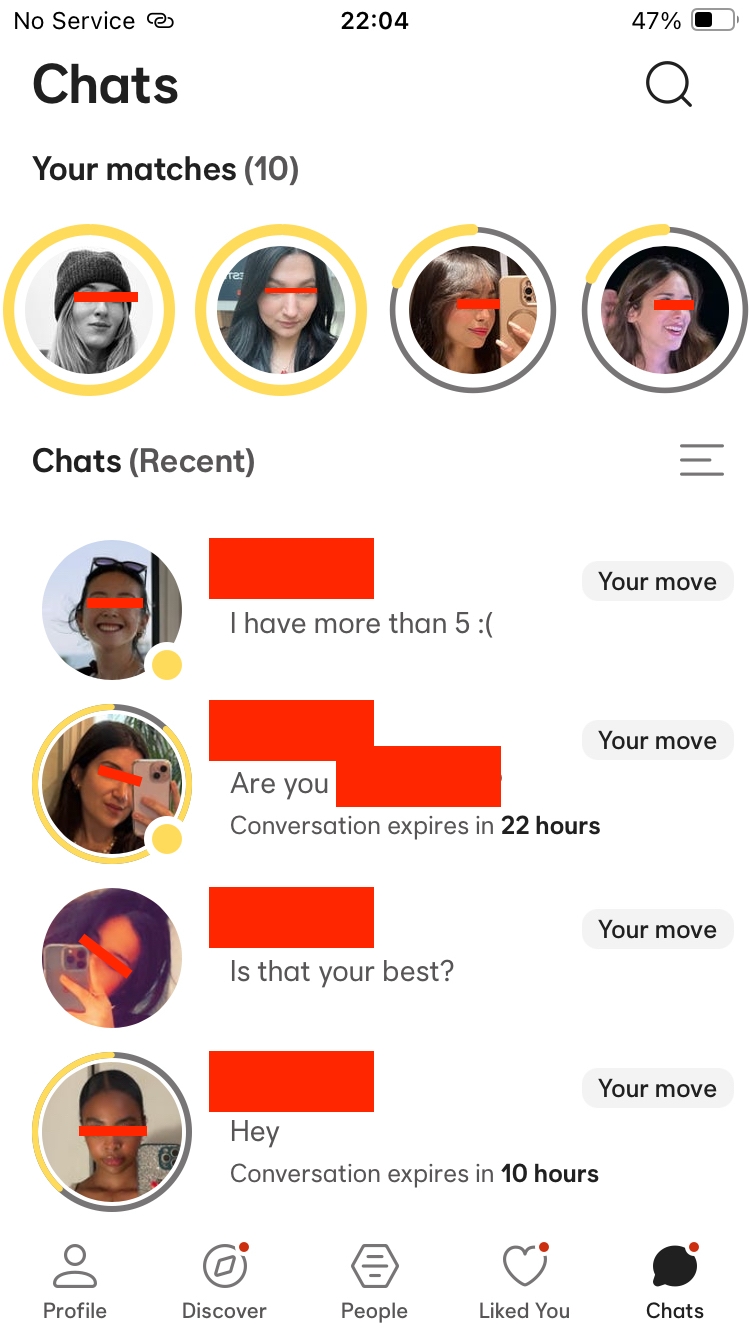 Dating app matches screenshot