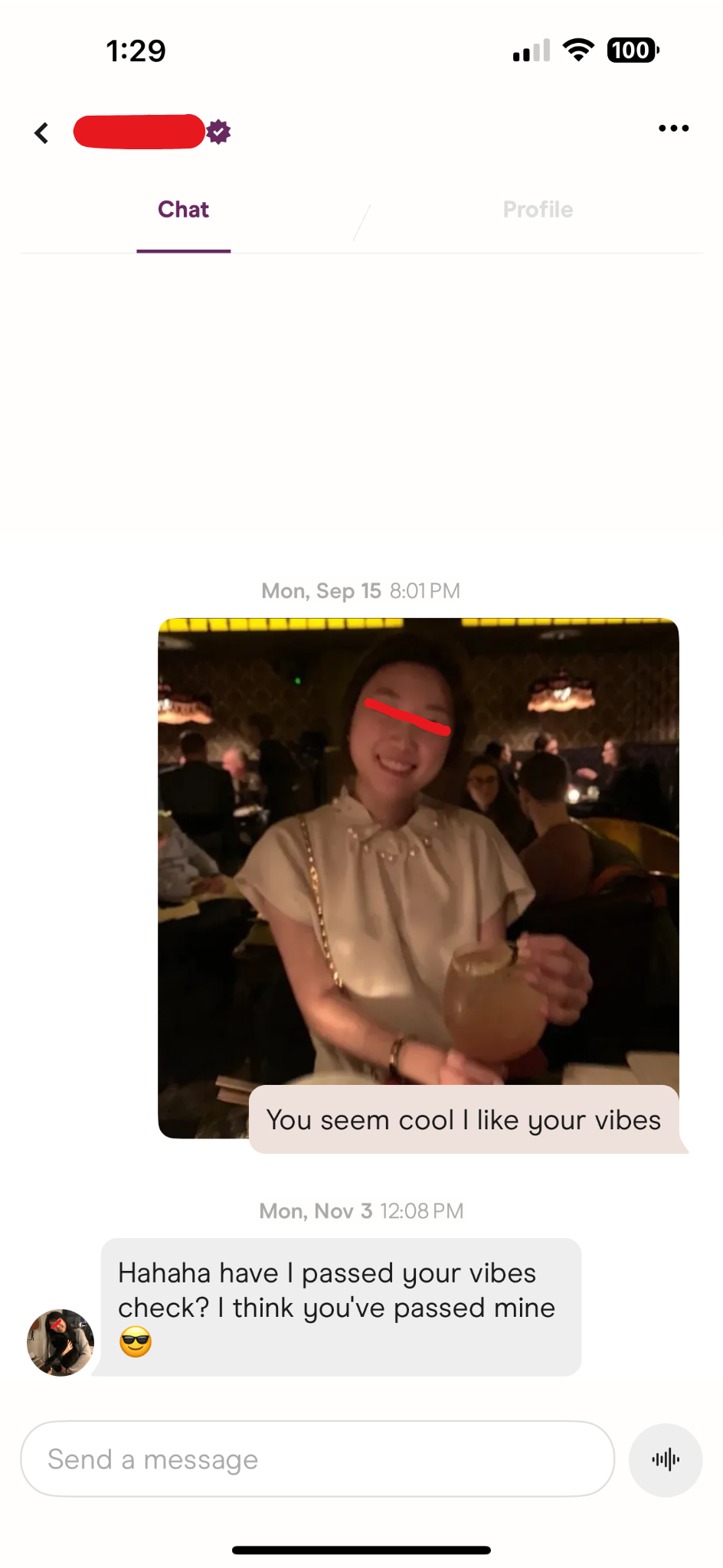 Dating app conversation screenshot 2